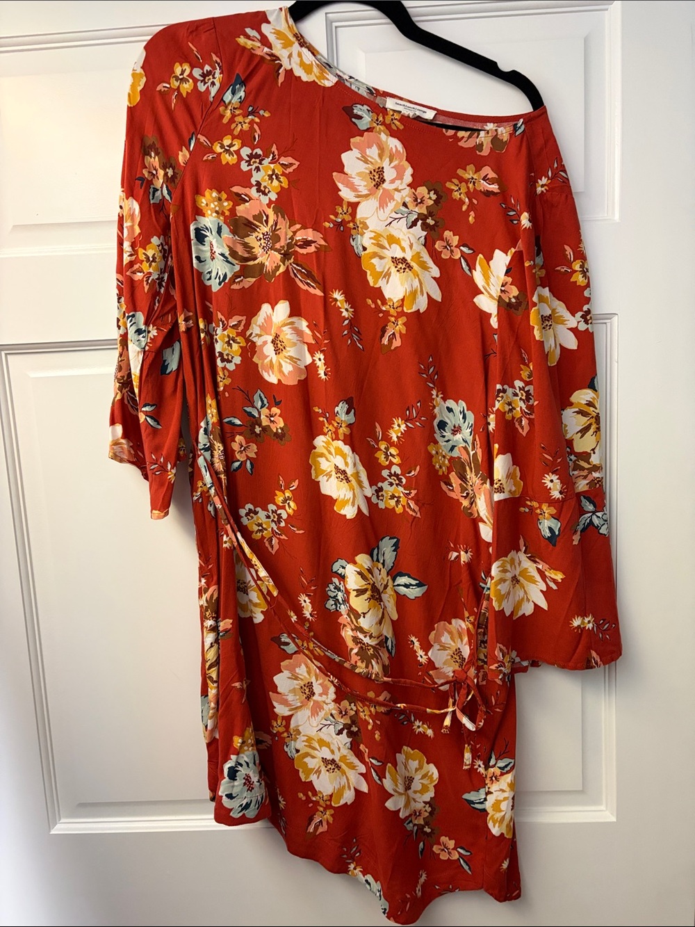 beachlunchlounge Rust Floral One-Shoulder Swim Coverup, M